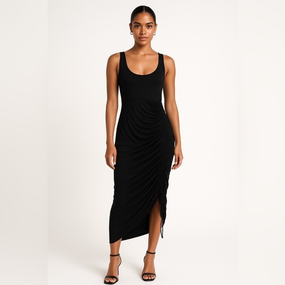 Free People Intimately Black Ruched Sleeveless Dress (Small)